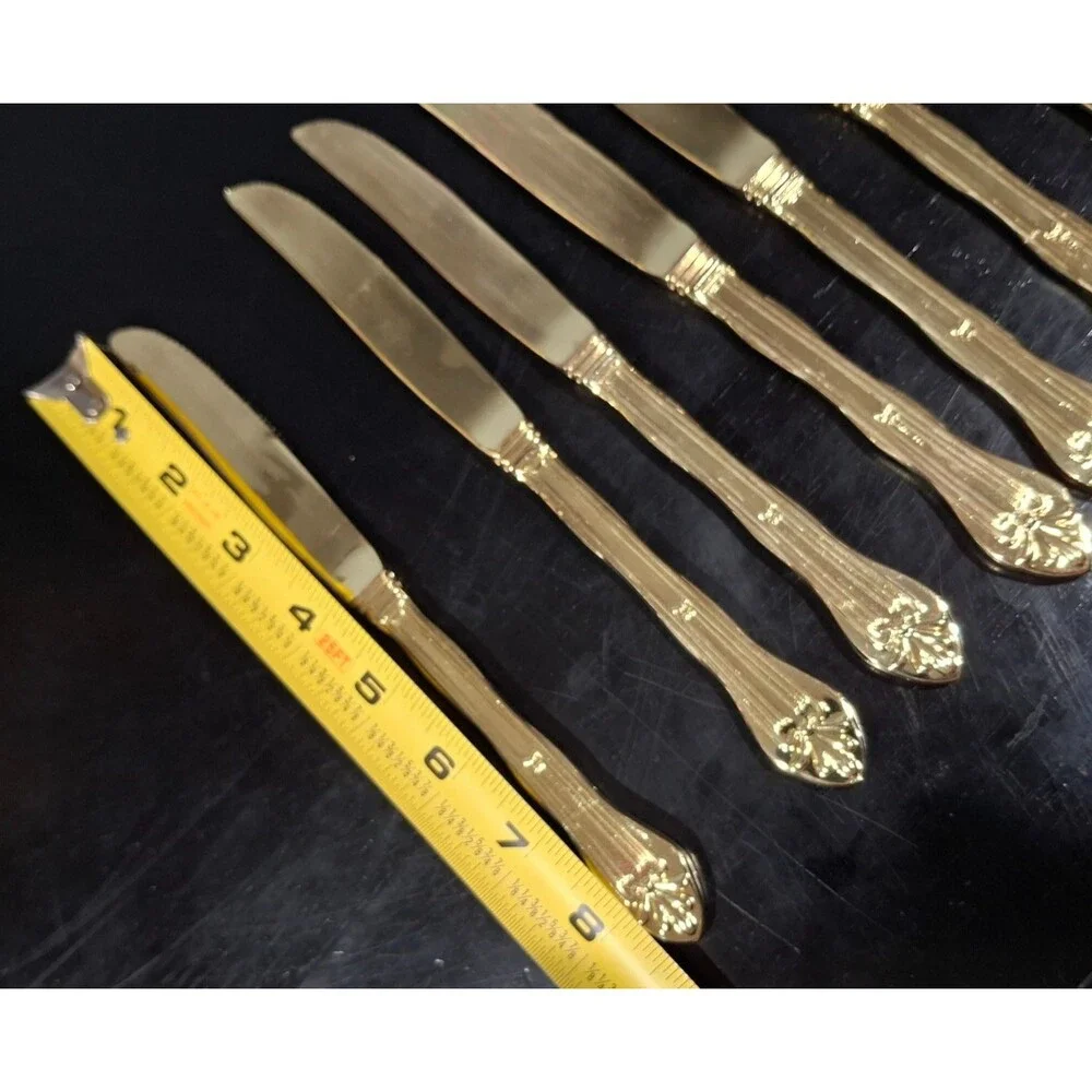 12 Goldtone Dinner Knives Replacement Flatware Made In China